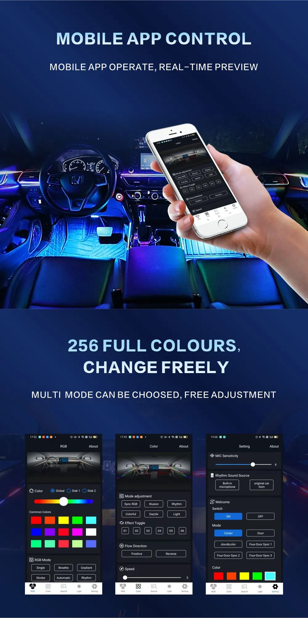 Car Interior Ambient Light Auto Flexible Atmosphere Neon Soft Strip Lighting