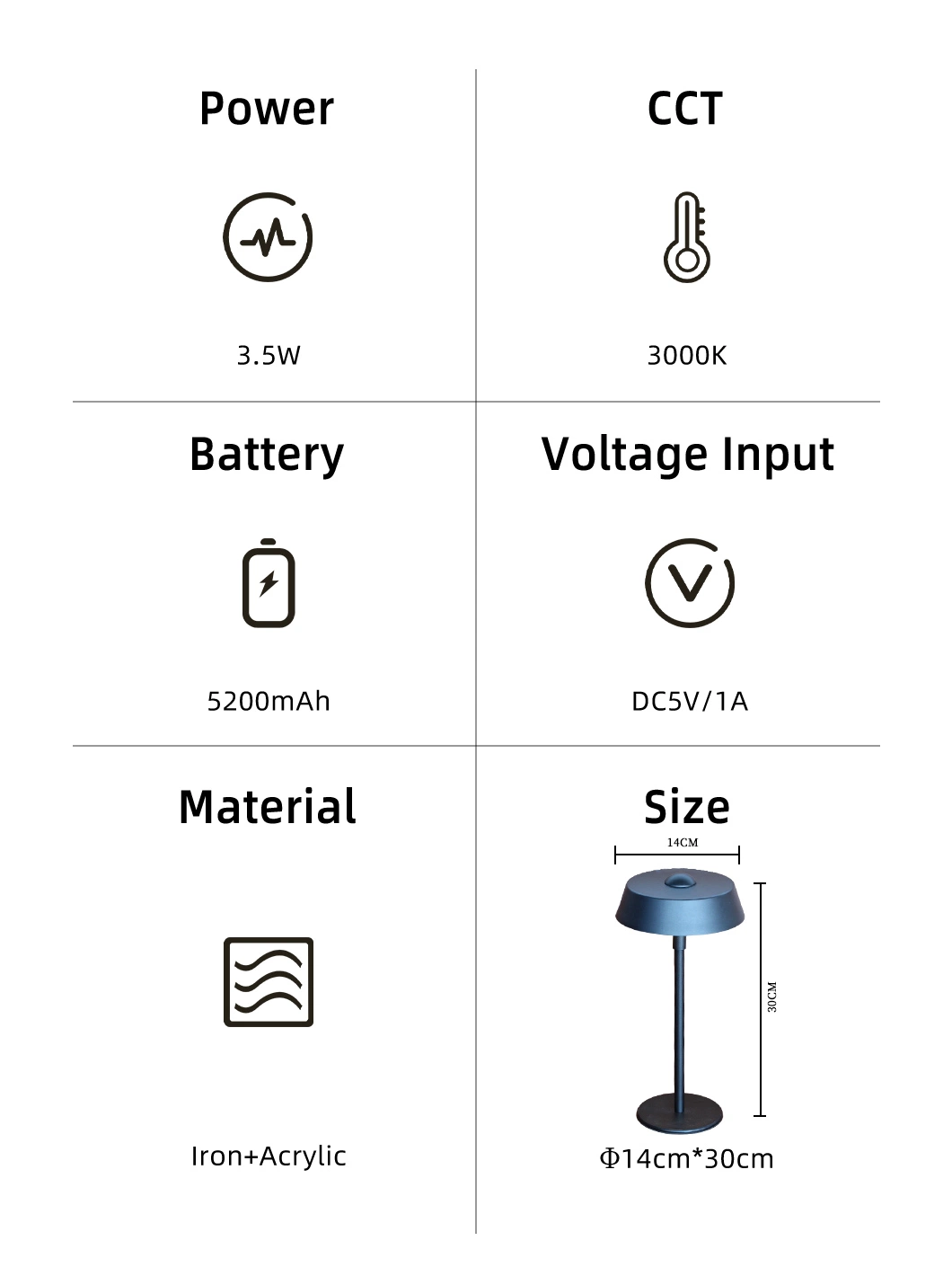 Decorating Table Light, Black and Simple, Durable and Useful