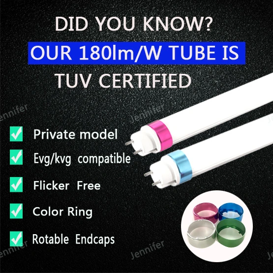 LED T8 Tube Light Fixture 180LMW Flicker Free LED Lamp China Manufacturer