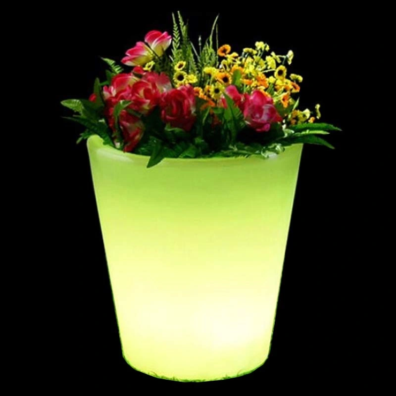 Rechargeable Battery Operated Party Lights RGB LED Table Furniture Plastic Round Flower Pot Decorative Light