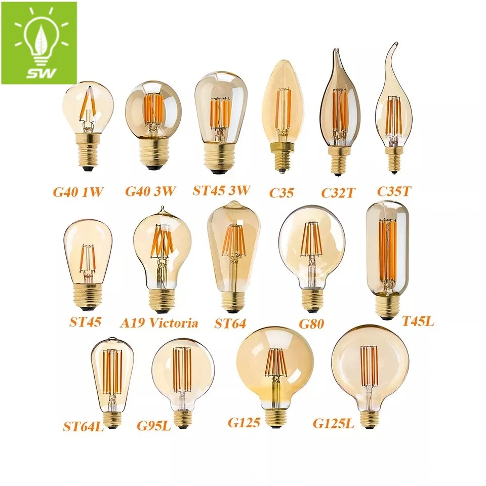 Globe Edison Bulb Lamp G95 6W Cool Warm Day Light Vintage Decorative Antique E27 B22 New ERP Clear Amber Golden Smoky LED Filament Bulb