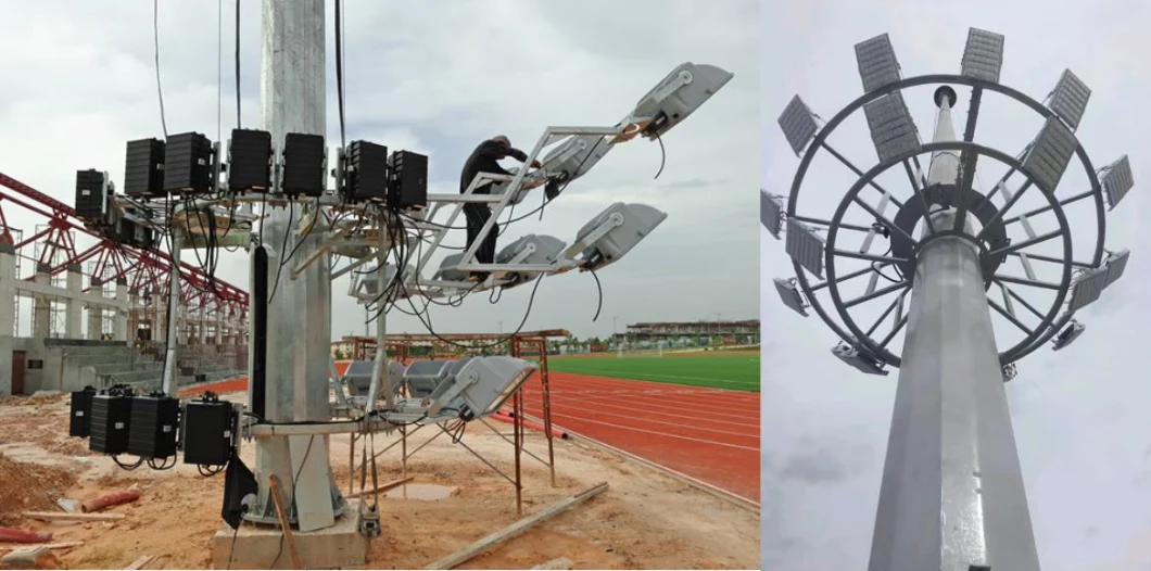 Hot DIP Gavanized High Mast Lamp Pole Lighting Light for Civil Aviation and Stadium