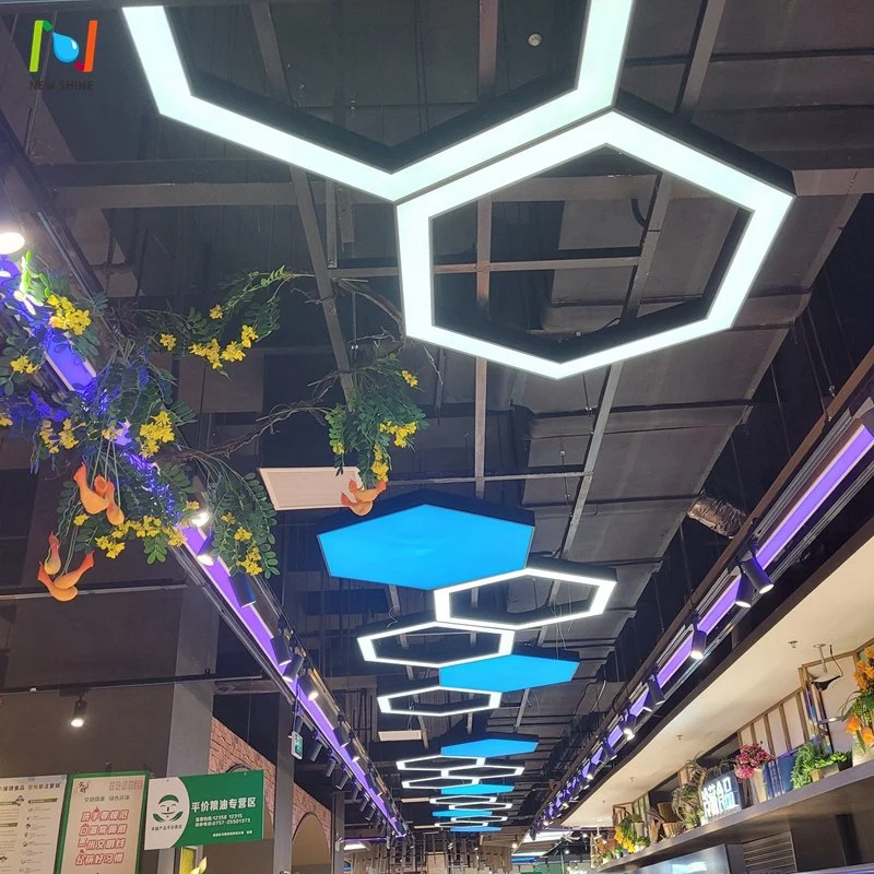 Hexagonal Chandelier Hexagon Linear Lighting Office Ceiling LED Suspended Light