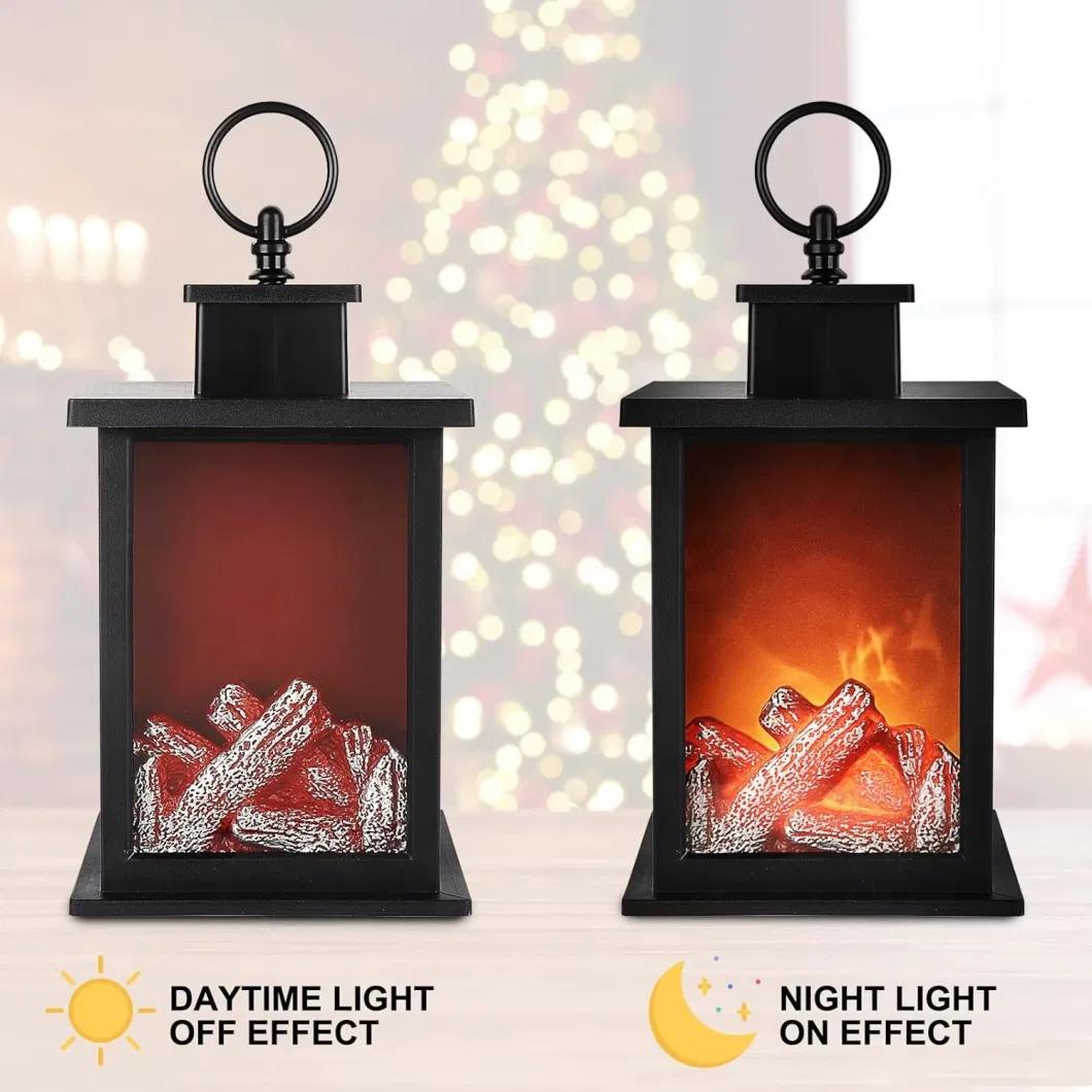 LED Fireplace Lantern Simulation Flame Lamp Night Light USB or Battery Charging for Home Decoration