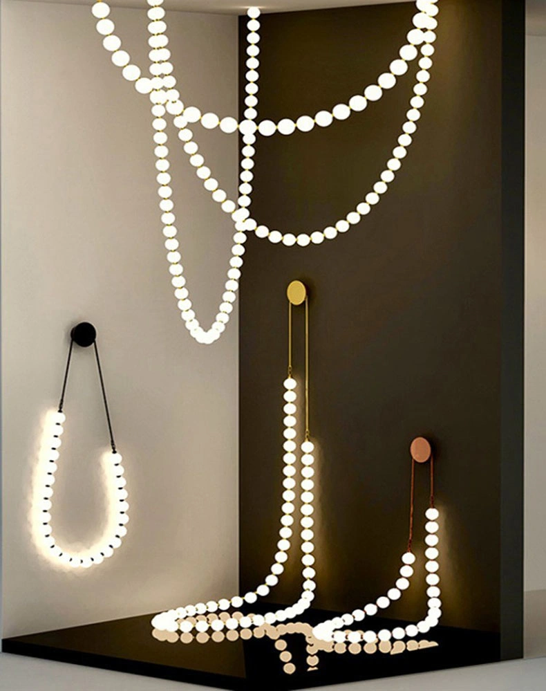 Modern Necklace Custom Made Chandelier Lamp Pearl Pendant Light for Hotel, Restaurant
