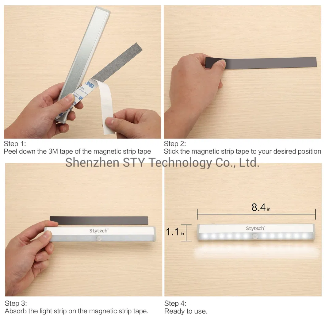 0.8W Lithium Battery Rechargeable PIR Motion Sensor LED Stair/Task Lighting