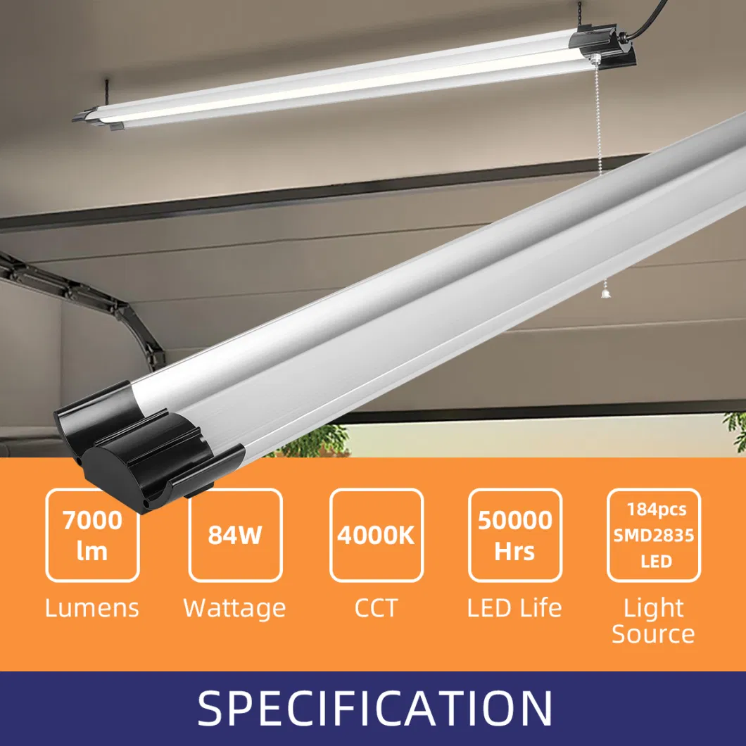 7000 Lumen 4000K Integrated LED White Linkable Commercial Shop Lighting Fixtures for Office, Warehose