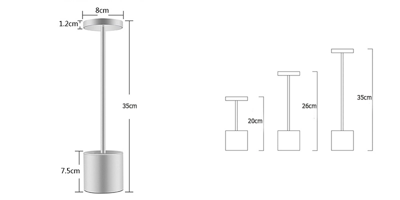 Classic Modern Rechargeable Touch Control Dimmable Wireless Le Aluminum Cordless Table Lamp for Restaurant Hotel Bar Balcony Bedside