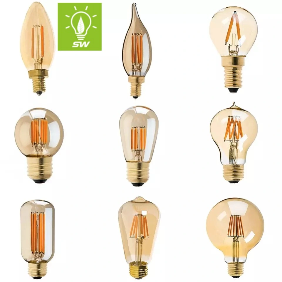 Globe Edison Bulb Lamp G95 6W Cool Warm Day Light Vintage Decorative Antique E27 B22 New ERP Clear Amber Golden Smoky LED Filament Bulb