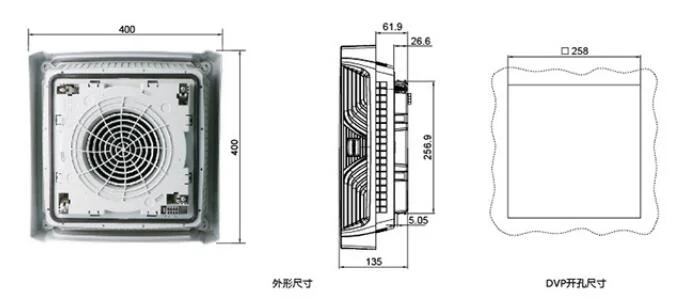 IP55 Cabinet Roof Top Ventilation for Electrical Equipment (F2E190-230-DVP)