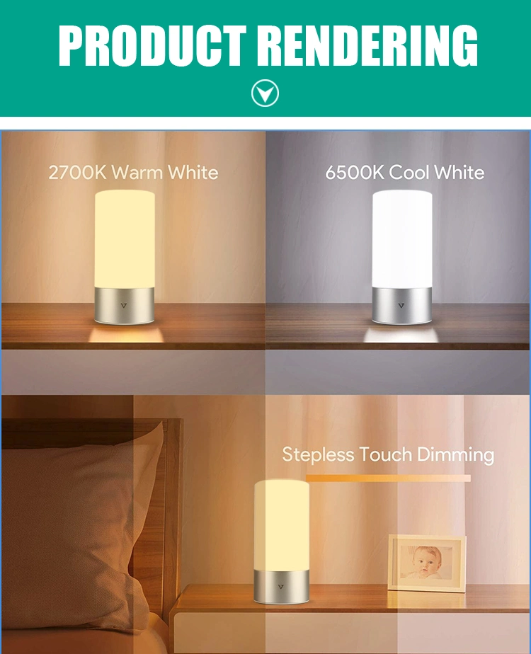 RGB Color Changing Table Lamp Touch Sensor Bedside Lamps Nightstand Lamp