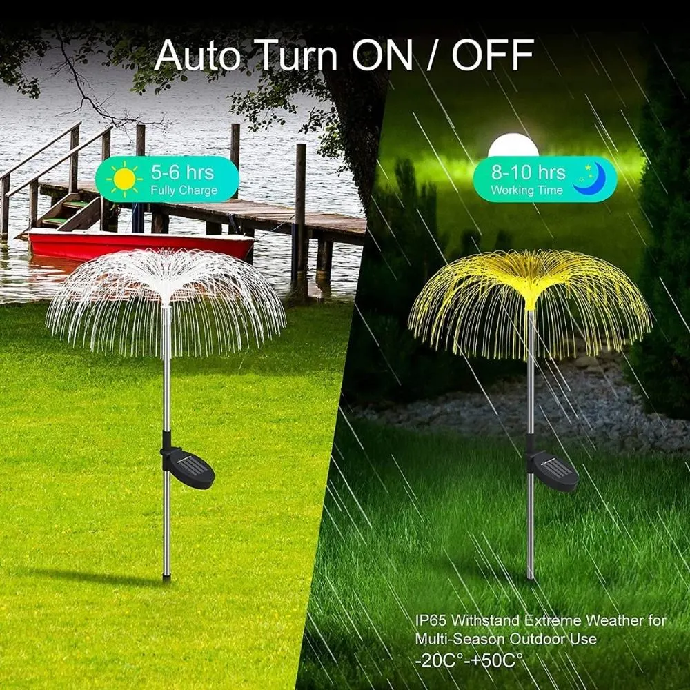 Jellyfish Lamp Color Changing Solar LED Outdoor Jellyfish Fiber Optic Garden Floor Lawn Pathway Street Lighting D&eacute; Cor Wyz20504