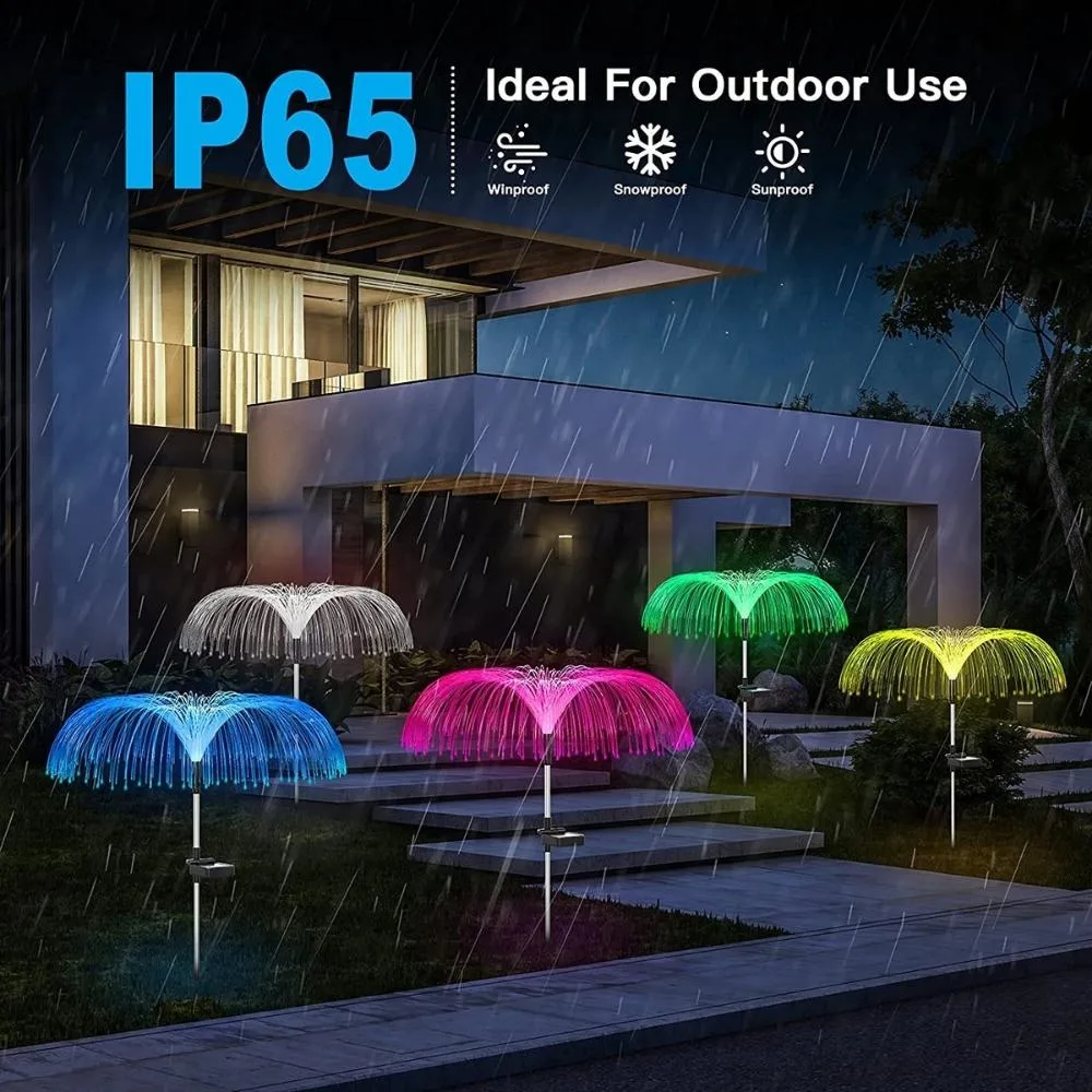 Jellyfish Lamp Color Changing Solar LED Outdoor Jellyfish Fiber Optic Garden Floor Lawn Pathway Street Lighting D&eacute; Cor Wyz20504