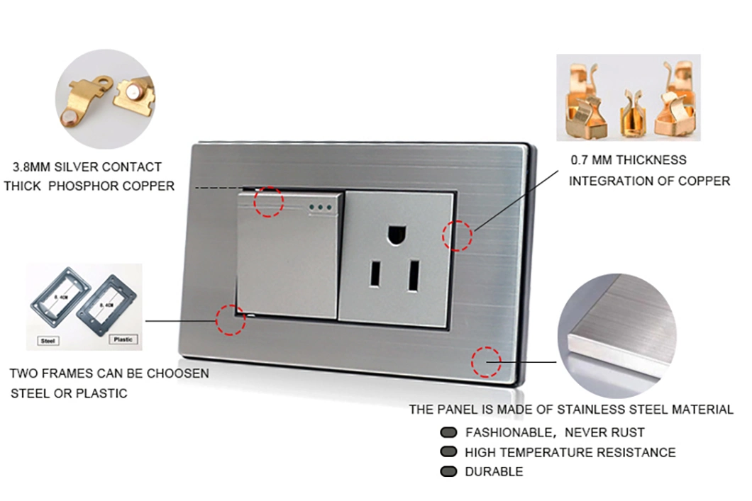 USA Type Home Light Control 1 Gang Switch with Big Rocker