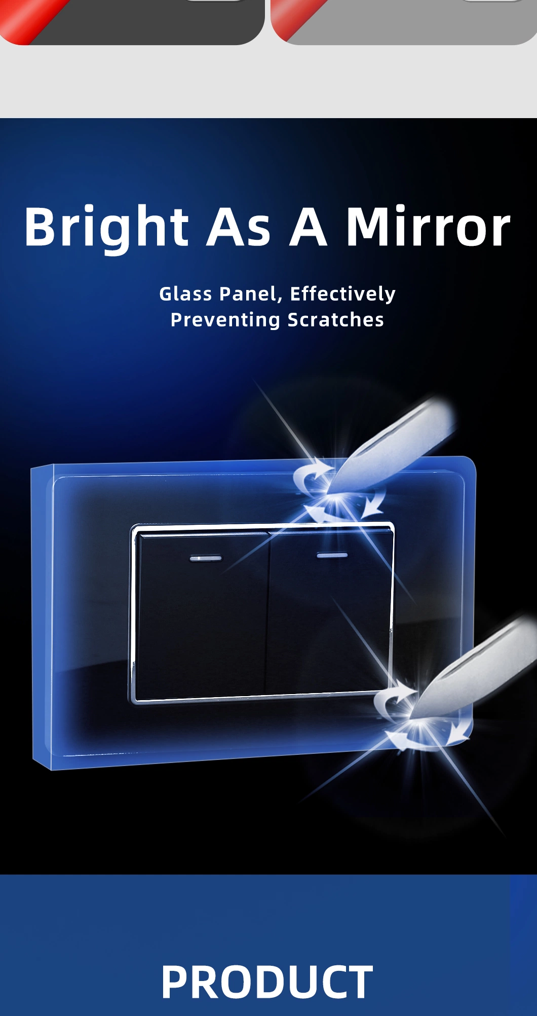 Decorative Glass Plate 2 Gang 1/2 Way Global Light Switch