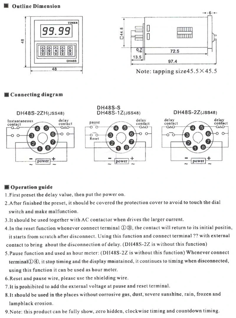 Dh48s-S Digital Timer Time Relay Time Delay Relay Switch Timer