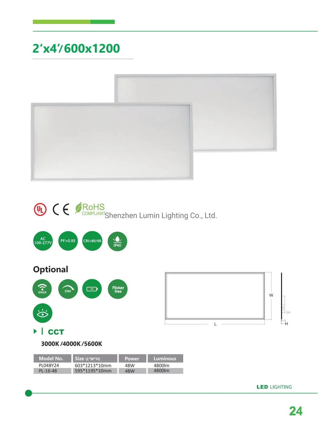 Recessed 60X60 LED Ceiling Light Surface Hanging Lights 40W LED Panel Light