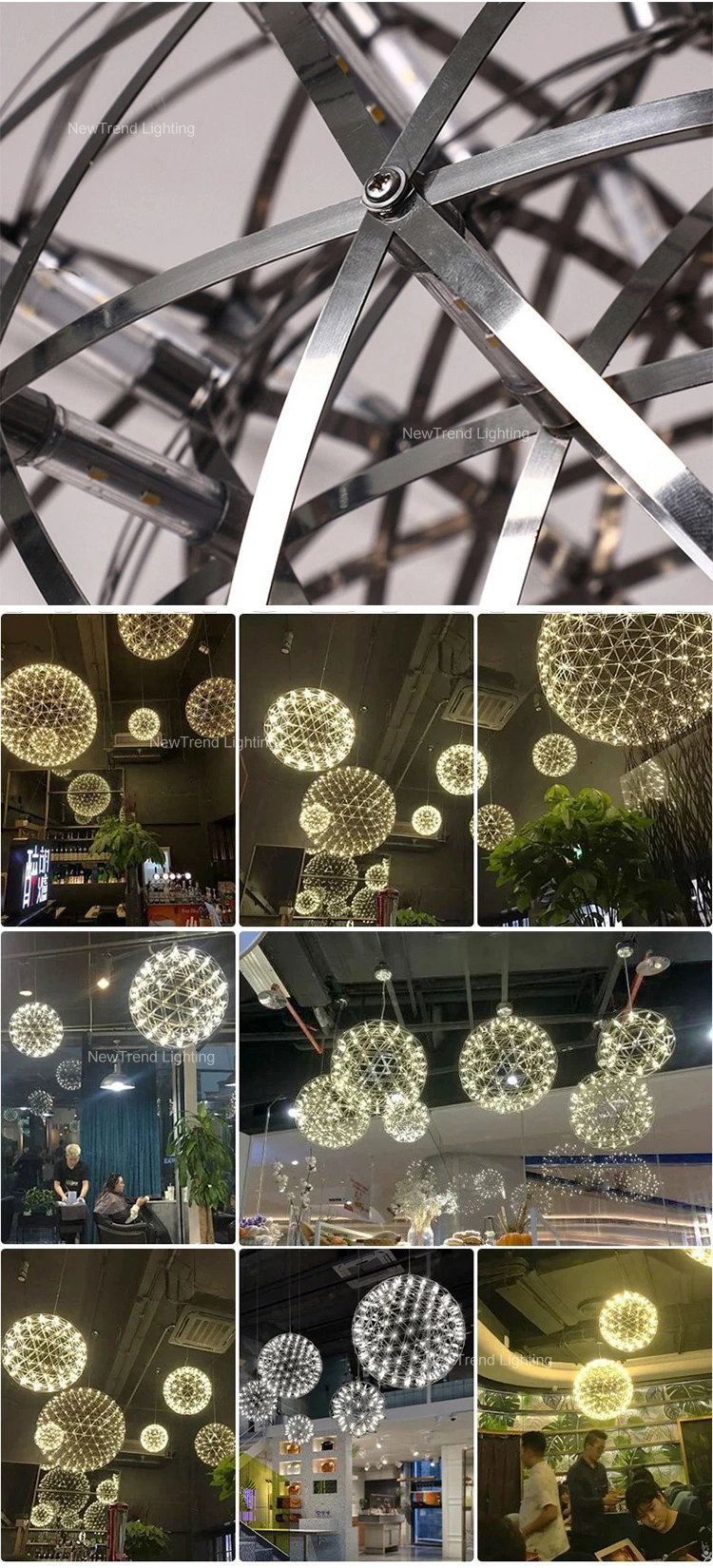 Hotel Lobby Villa Decoration Pendant Light Custom Modern LED Acrylic Ball Lighting