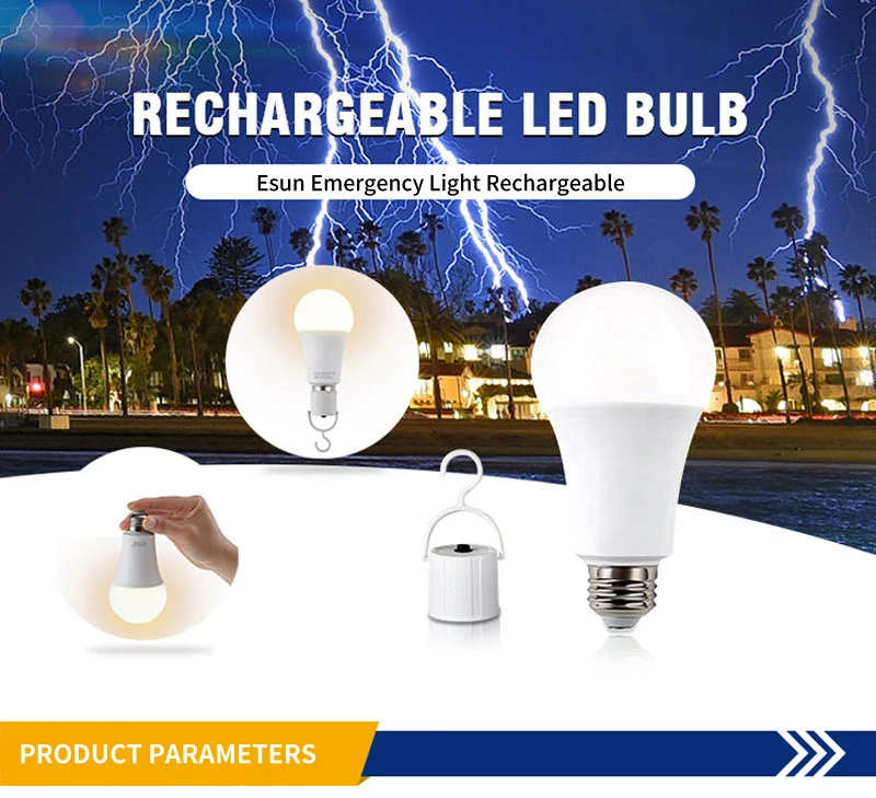 Ideal for Camping Picnics E27 Bulb Rechargeable LED Light Bulb Emergency Lighting