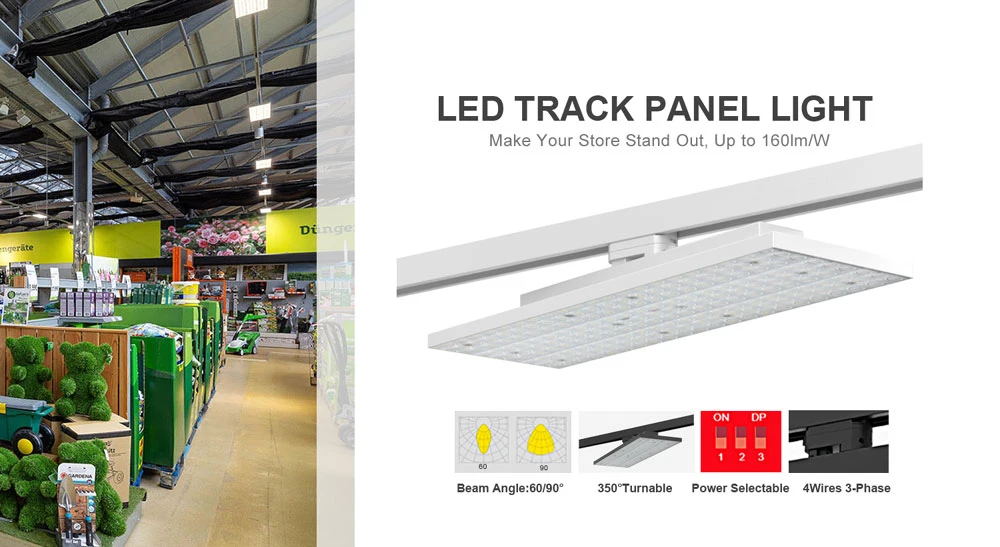 30W 40W 50W 60W Supermarket Shopping Mall Showroom Hanging Recessed Panel Linear Dimmable Track Lighting Ceiling Industrial Commercial White LED Track Light
