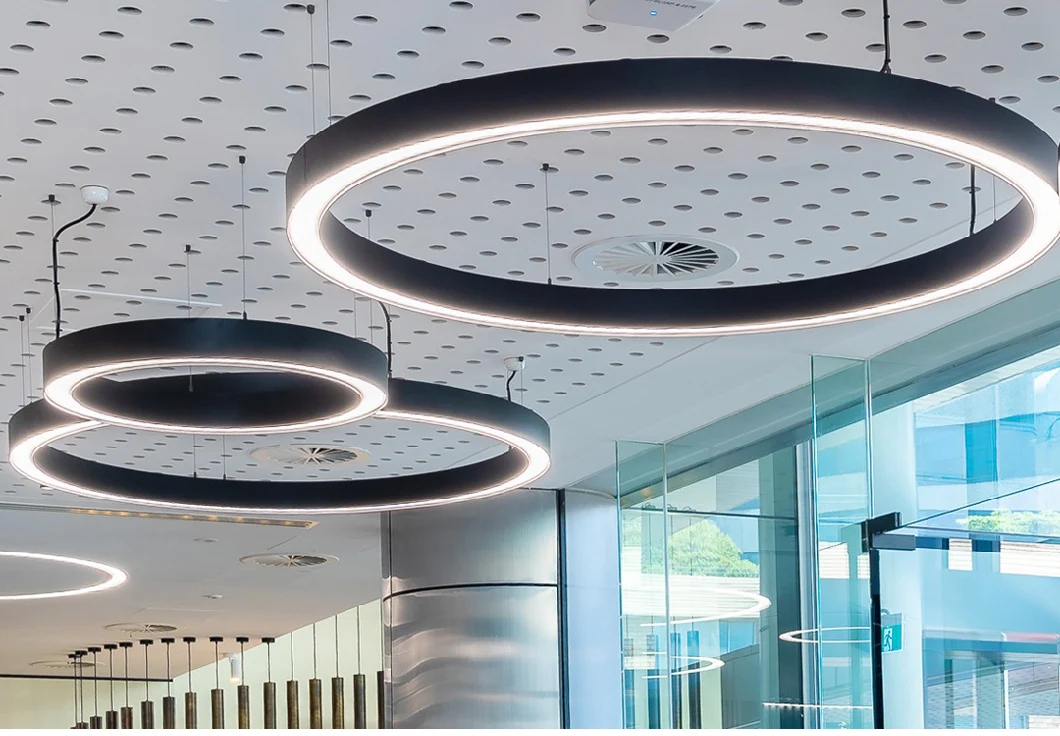 Modern Pendant Lamp LED Rings Circle Ceiling Hanging Chandelier Black Living Dining Room Kitchen Indoor Lighting Fixture