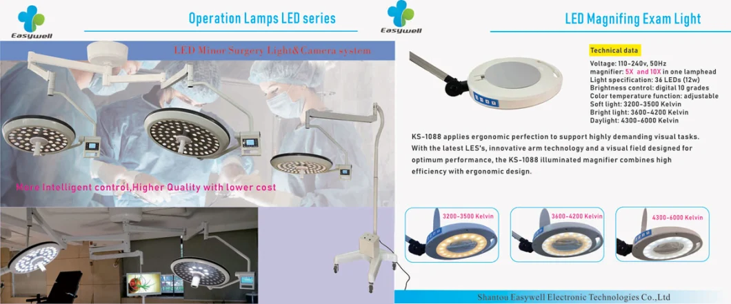 Easywell Directly Manufacturer of Medical Operation Lamp Ks-7050 Dual Head Ceiling Type