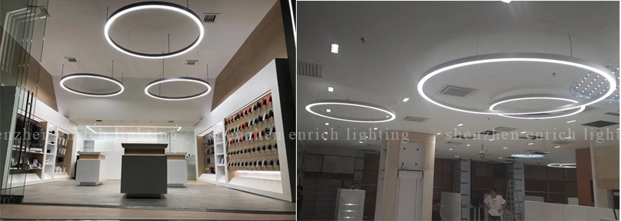 Black/White Aluminum Profile Round Circular LED Pendant Linear Light for Indoor