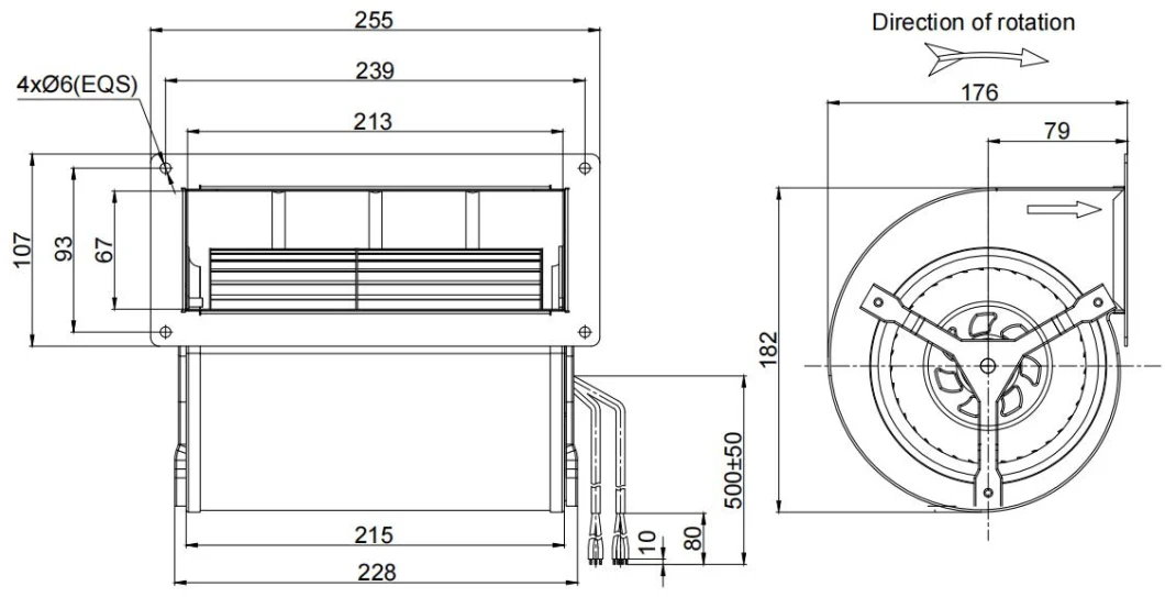 220V/230V IP55 Motor Large Volume Ec Extractor Double Inlet Air BLDC Centrifugal Flow Blower Fan