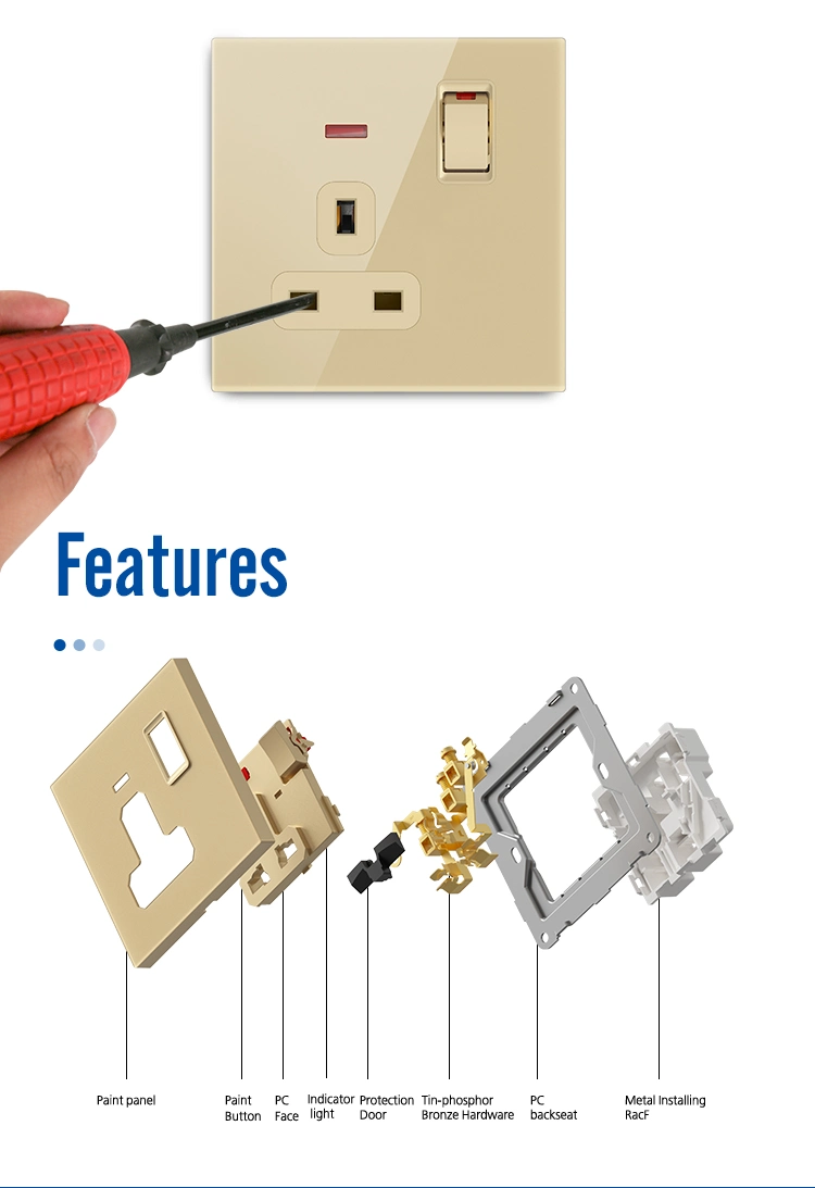 S3.1 Gcc CE Electric Acrylic Electrical Switch Wall Switch Electrical Wall Socket Plugs for South Africa
