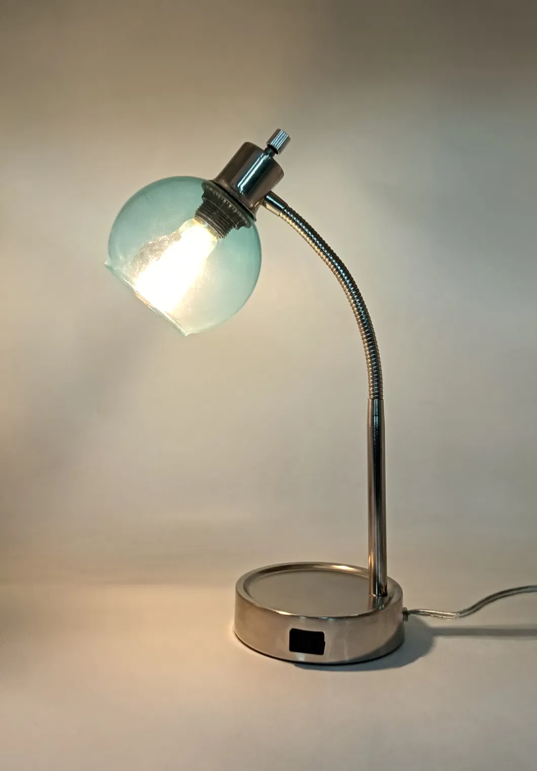 Modern Desk Light Soft Luminous Table Lamp Glass Shade USB on Base