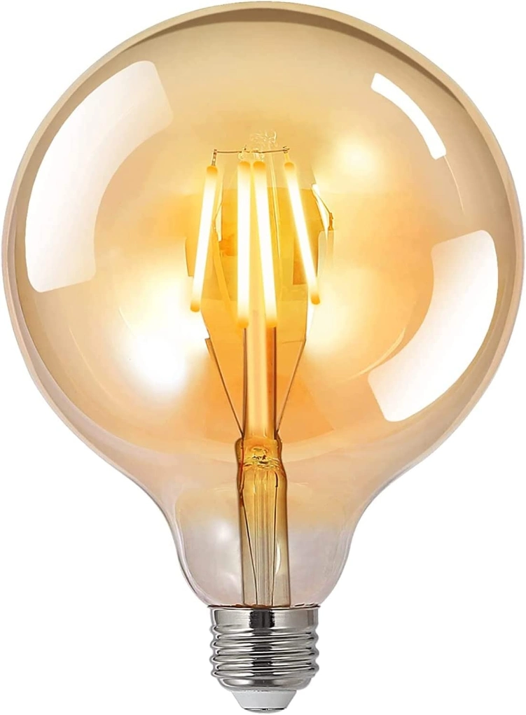 Hot Selling LED Filament Bulb Light G95 Bulb Lamp 6W 600lm 2700K Daylight, Dimmable, 2400K Warm Amber Gold Glass for Indoor Use