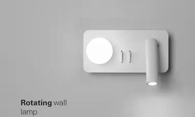 Modern Indoor Bedroom Bedside Wall Light Square LED Sconces with Down Light