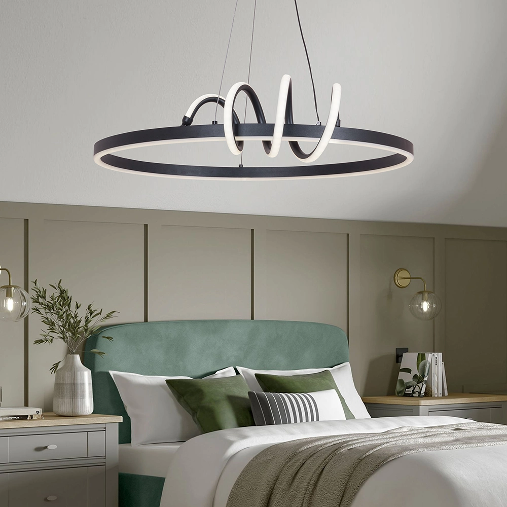 LED 44W Circular Pendant Light Flush Mount Pendant Lighting for Living Room Dining Room