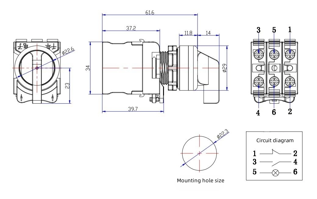 Zhejiang Factory 22mm Rocker Switch Push Button Rotary Switch