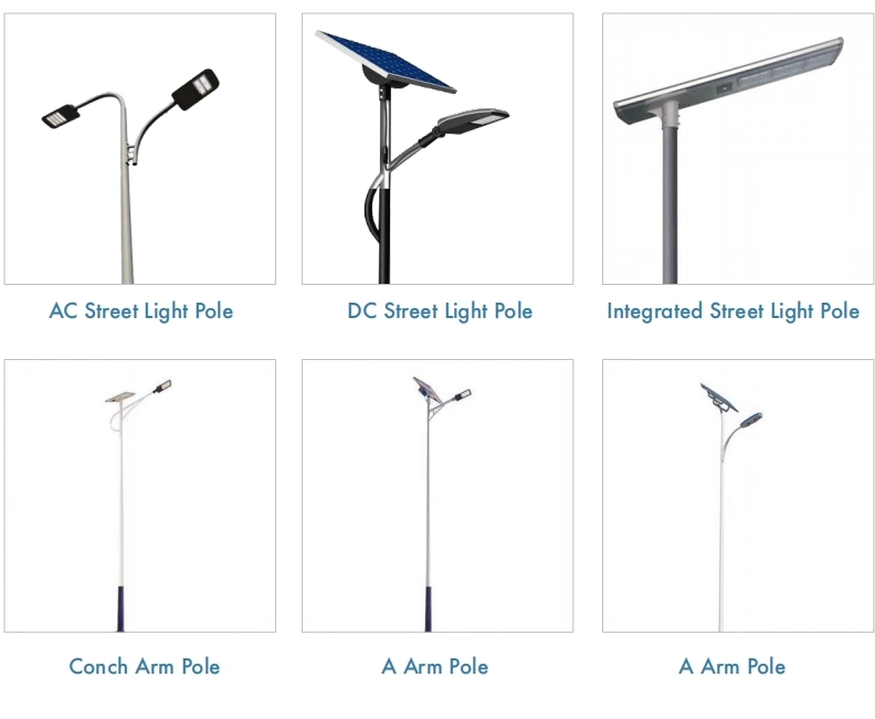 Q235 Galvanized Steel Column Light Pole for Lighting Fixture