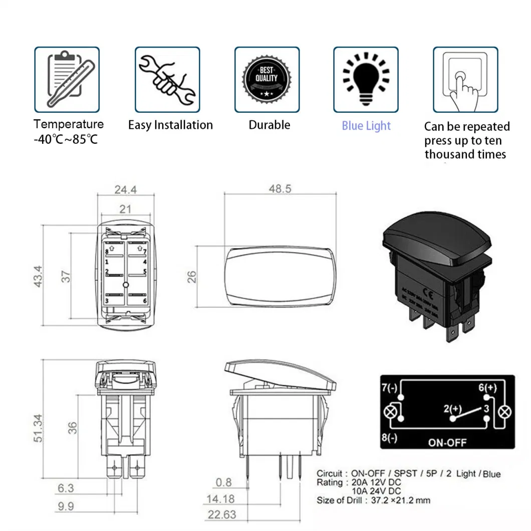 LED Light Bar Rocker Switches for UTV Polaris Ranger Rzr