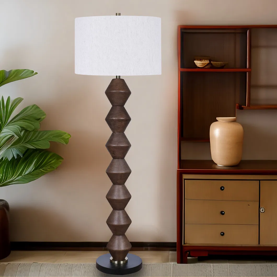 Wabi-Sabi Style Flip Mold Vintage Log Style Orb Antique Resin Floor Lamp