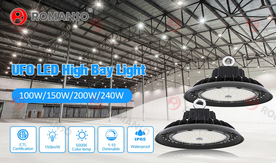 Aluminum Housing IP65 Industrial High Bay UFO Light LED 150W Warehouse Lighting