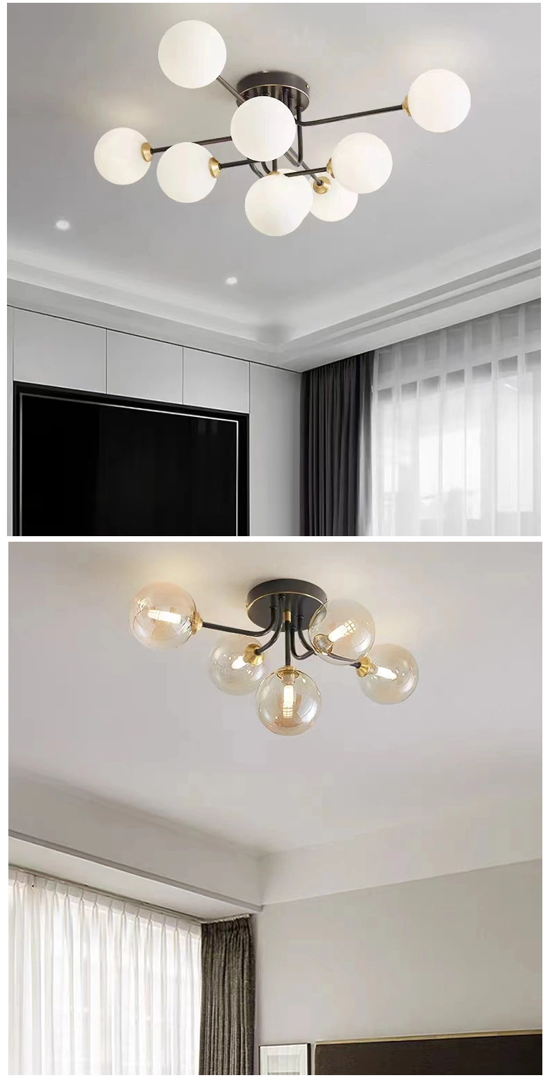 Modern Chandelier LED Lamp Multi Heads Glass Ball Light Pendant Lighting for Dining Room