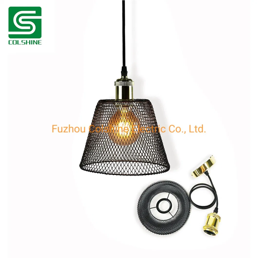 Foldable Metal Net Wire Cage Lampshade for Ceiling Pendant Light