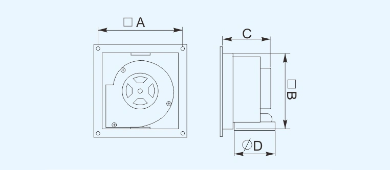 ABS Ceiling Centrifugal Duct Type Ventilation Exhaust Fan for Kitchen and Bathroom