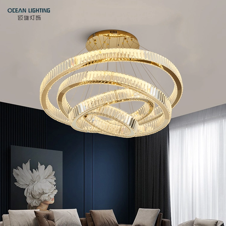 Ocean Lighting Contemporary Luxury Modern LED Decoration Indoor Large Circle LED Crystal Pendant Light