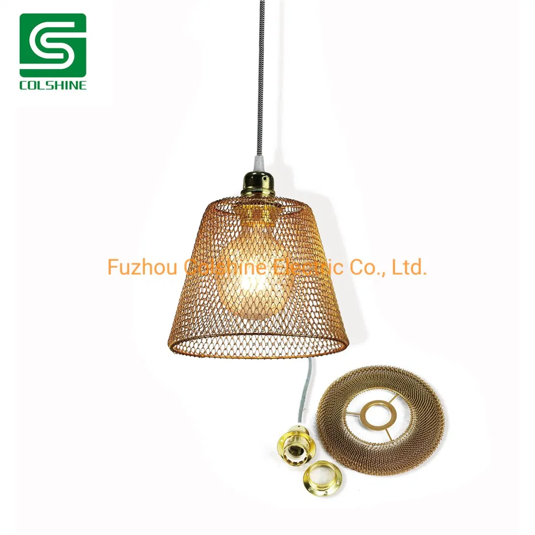 Foldable Metal Net Wire Cage Lampshade for Ceiling Pendant Light