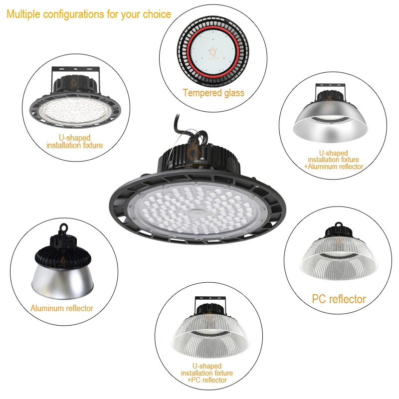 150lm/W IP65 Industrial 200W LED Ceiling Warehouse UFO High Bay Lighting