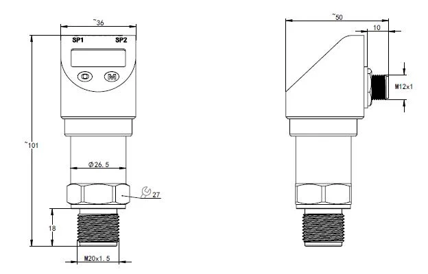 hot-selling 4-20mA industrial Intelligent pressure switch with digital display