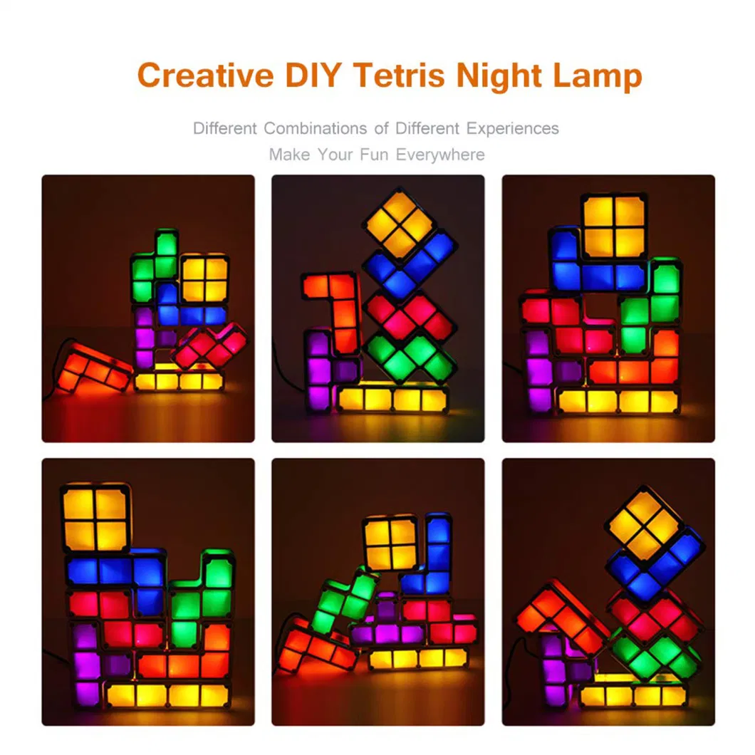 7 Colors Retro Game Themed Tetris Stackable Novelty Night Light