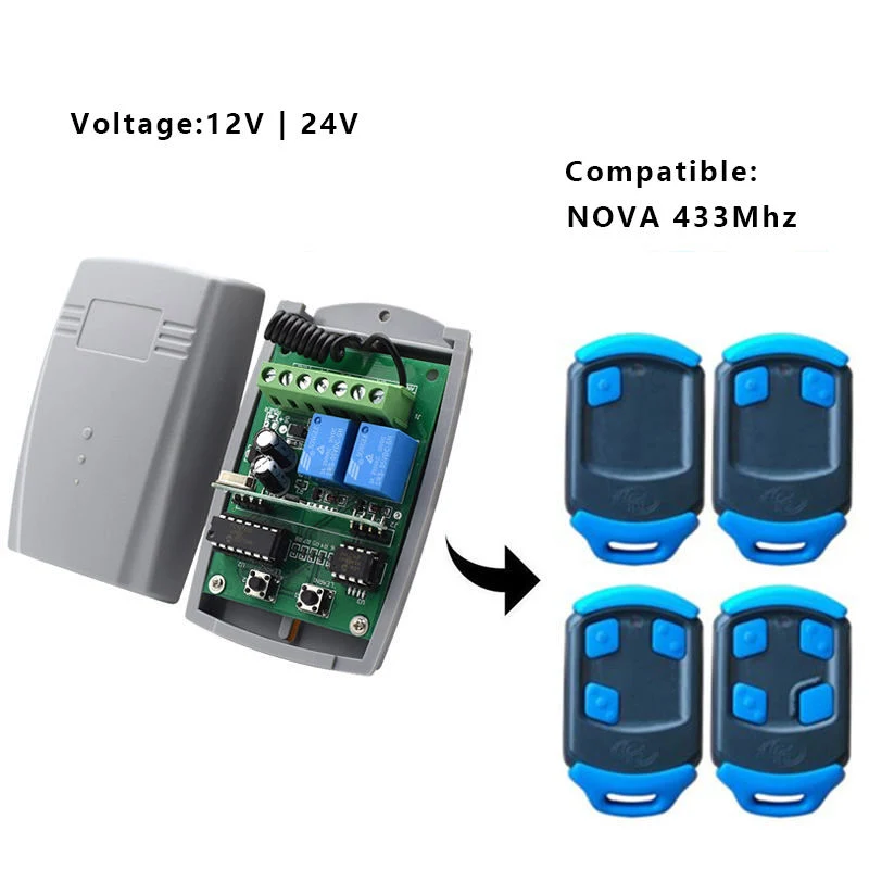 433MHz 12V/24V Universal Wireless Remote Control Switch for Fixed Code and Rolling Code Remote Control Receiver