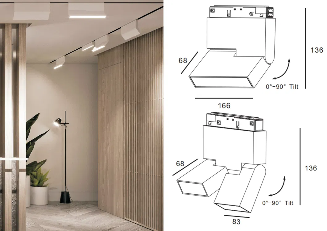 DC48V Magnetic Track Lights Magnet Linear Aluminum Ceiling Recessed Suspended Creative LED Magnetic Lights Tracking Rail Lighting Industrial