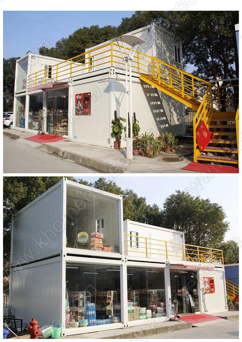 2 Storey Rooftop Glass Wall Prefabricated Container Store