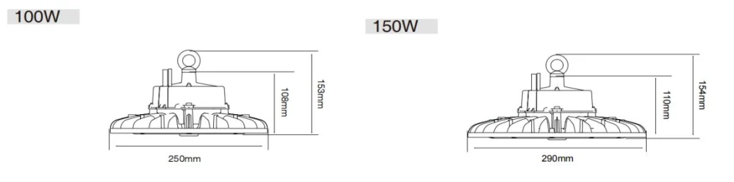 33, 000lm150W High Bay LED Lights Industrial Commercial Lighting with CE RoHS for Garage Warehouse